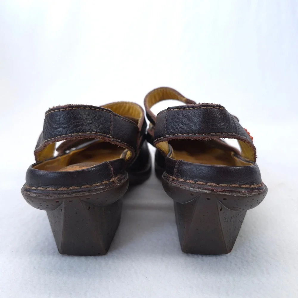 Art Company Mary Jane Wedge Sandals Brown Sz 38 Leather Gorpcore Cottagecore